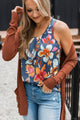 Day Dreams Of You Floral Tank Top- Navy