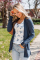 Going With You Open Front Knit Cardigan- Navy
