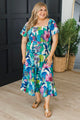 Live Brightly Floral Midi Dress- Blue Multi