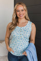 Fresh Mornings Floral Tank Top- Light Blue