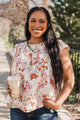 Classy Lady Floral Blouse- Ivory & Pale Pink