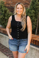 Soft Elegance Ribbed Tank Top- Black