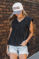Unbelievable Timing V-Neck Top- Black