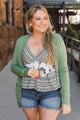 Comfortable With Myself Knit Cardigan- Pine