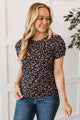 Eager For The Day Floral Top- Black