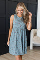 Loving This Feeling Floral Dress- Denim Blue