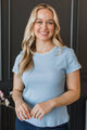Arms Wide Open Short Sleeve Top- Powder Blue
