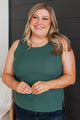 Clever Thoughts Ribbed Tank Top- Dark Jade