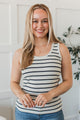 Coveted Love Striped Tank Top- Ivory