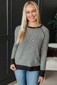Stay Focused Striped Knit Sweater- Dark Charcoal