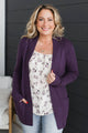 When We Met Waffle Knit Cardigan- Eggplant