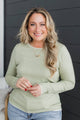 Amazing Confidence Contrast Knit Sweater- Light Sage