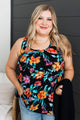 Next To Forever Floral Tank Top- Black