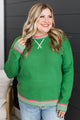 Incredible Chemistry Contrast Knit Sweater- Green