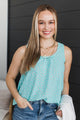 Breathe Positivity Floral Tank Top- Aqua