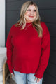 Truly Marvelous Mock Neck Sweater- Red