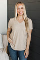 Miss You Already V-Neck Top- Oatmeal