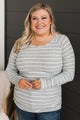 All That Really Matters Ruched Top- Heather Grey & Off-White