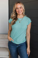 Sweet Surprise Ribbed Top- Mint Blue