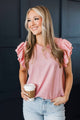 Desirable Outcome Ruffle Sleeve Top- Soft Pink