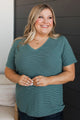 Radiate Confidence Striped V-Neck Top- Teal