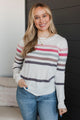 Way Back When Striped Sweater- Ivory, Pink, & Purple