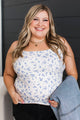 Got Me Blushing Floral Tank Top- Ivory & Blue
