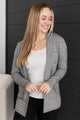 Keep In Mind Stitch Stripe Cardigan- Heather Grey