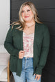 Effortlessly Composed Knit Cardigan- Forest Green