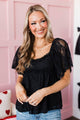 Happily Together Floral Lace Blouse- Black