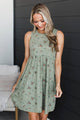 Loving This Feeling Floral Dress- Dark Sage