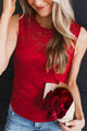 Always With You Floral Lace Top- Red