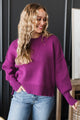Here To Stay Ribbed Knit Sweater- Dark Magenta