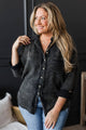 Beauty Of The Moment Frayed Button Top- Black