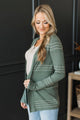 Keep In Mind Stitch Stripe Cardigan- Dusty Jade