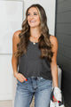 Finding True Love Knit Tank Top- Charcoal