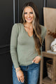 Got The Look Long Sleeve Top- Dusty Aqua