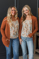 Comfortable With Myself Knit Cardigan- Rust