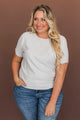Hope You Know Pointelle Knit Top- Light Grey