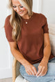 Dream State Short Sleeve Knit Top- Rust