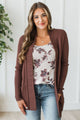 Feeling The Love Knit Cardigan- Plum Brown