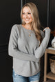 Where I Belong Waffle Knit Sweater- Heather Grey