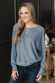 Highly Pleasing Long Sleeve Top- Denim Blue