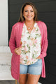 Effortless Perfection Pointelle Cardigan- Dark Bubblegum Pink