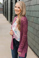 Effortless Perfection Pointelle Cardigan- Dark Mauve