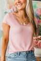 Lovely Impressions Lace Trimmed Cap Sleeve Top- Light Pink