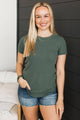 Confident Attitude Ribbed Top- Dark Green