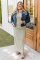 Marvelous Moments Striped Maxi Dress- Olive
