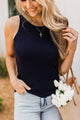 Can't Be Outdone Knit Tank Top- Navy