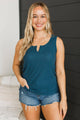 Day In The Life Notched Tank Top- Dark Teal
